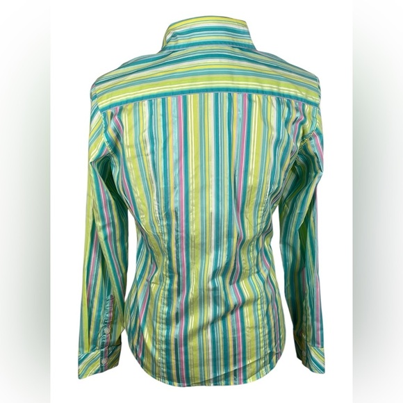 Lilly Pulitzer Striped Green and Blue Women's Top Size 4 - Picture 2 of 4